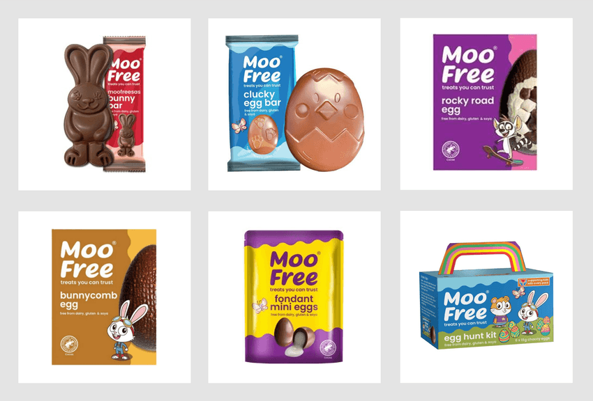 Moofree chocolate eggs and bunny