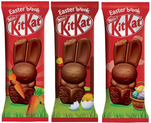 three kitkat bunnies