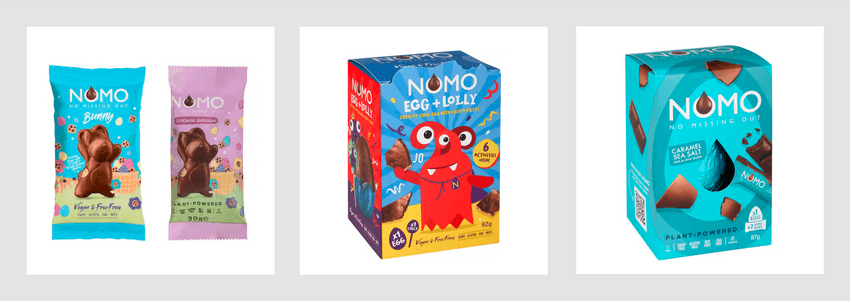 NOMO chocolates - bunnies and easter eggs in boxes