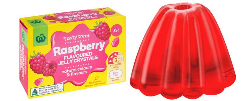 box of jelly crystals and a moulded jelly