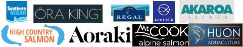 Southern Ocean, Ora King, Regal, Sanford, Aoraki, Akaroa, High Country and Mt Cook logos