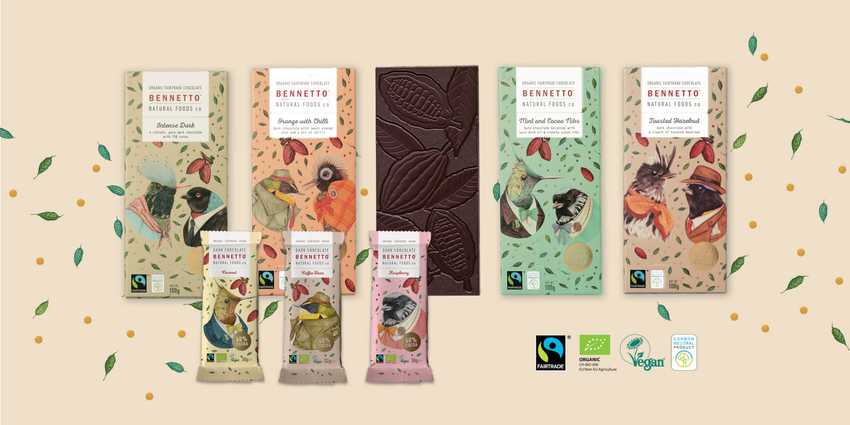 a selection of Bennetto chocolate bars