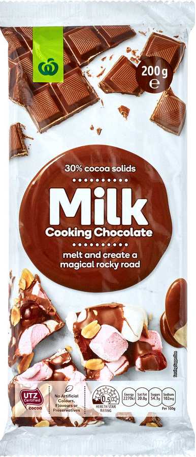 200g block Countdown milk cooking chocolate