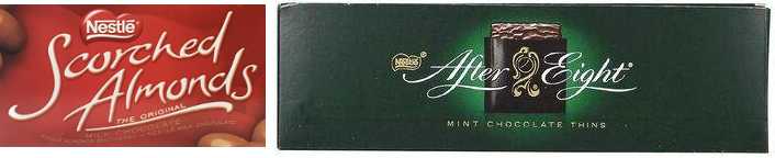 boxes of scorched almonds and after eights