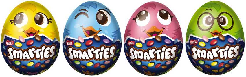 smarties eggs in various colours