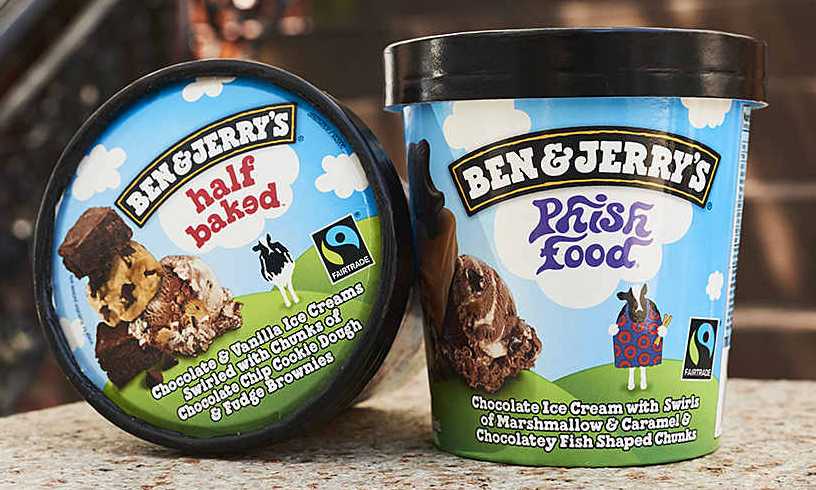 two tubs of Ben and Jerry's ice cream
